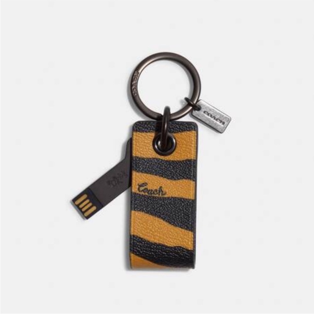 COACH USB Key Fob with Tiger print details NWT